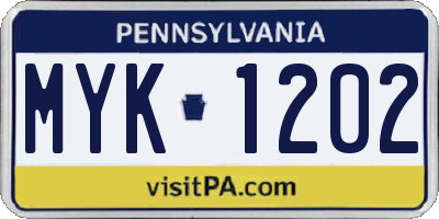 PA license plate MYK1202