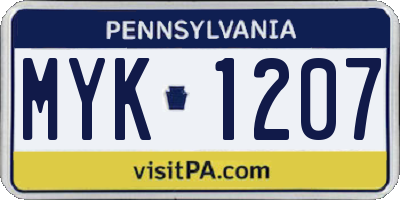 PA license plate MYK1207