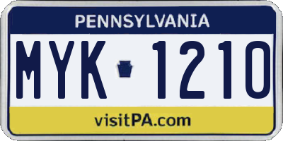 PA license plate MYK1210