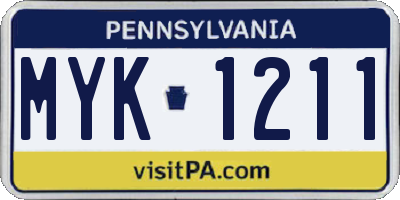 PA license plate MYK1211