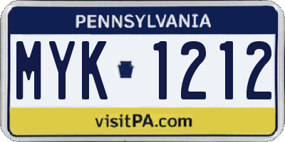 PA license plate MYK1212