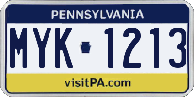 PA license plate MYK1213