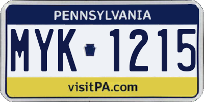 PA license plate MYK1215
