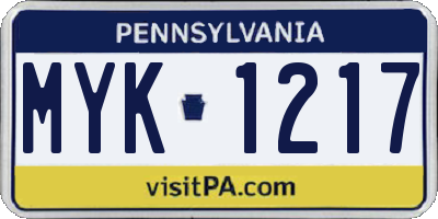 PA license plate MYK1217