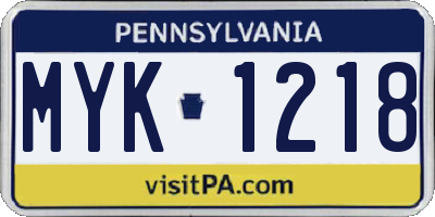PA license plate MYK1218