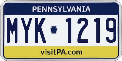 PA license plate MYK1219
