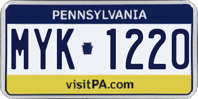 PA license plate MYK1220