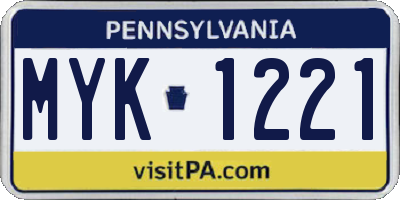 PA license plate MYK1221