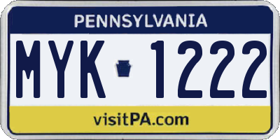 PA license plate MYK1222