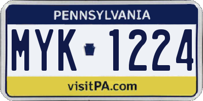 PA license plate MYK1224