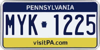 PA license plate MYK1225