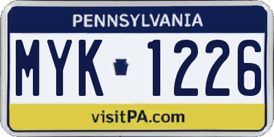 PA license plate MYK1226