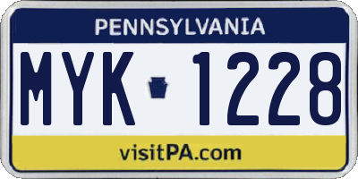 PA license plate MYK1228