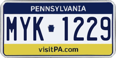 PA license plate MYK1229