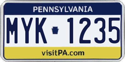 PA license plate MYK1235