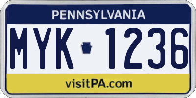 PA license plate MYK1236