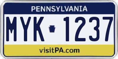 PA license plate MYK1237