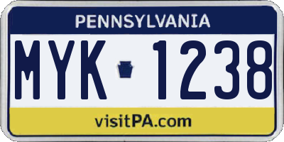PA license plate MYK1238