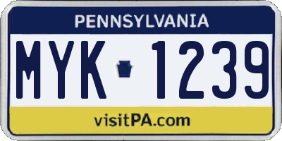 PA license plate MYK1239