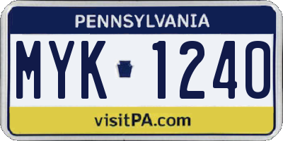 PA license plate MYK1240
