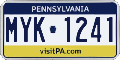 PA license plate MYK1241
