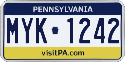 PA license plate MYK1242
