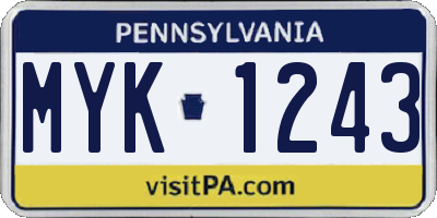 PA license plate MYK1243