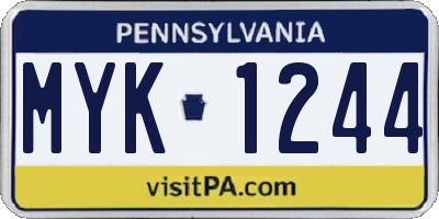 PA license plate MYK1244