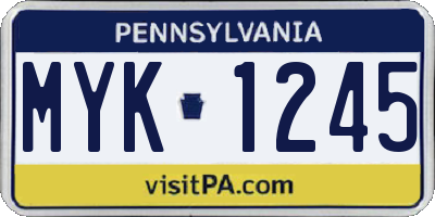 PA license plate MYK1245
