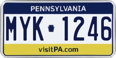 PA license plate MYK1246