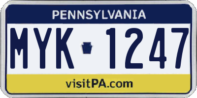 PA license plate MYK1247
