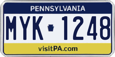 PA license plate MYK1248