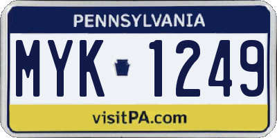 PA license plate MYK1249