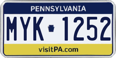 PA license plate MYK1252