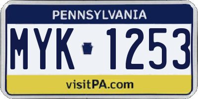 PA license plate MYK1253