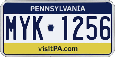 PA license plate MYK1256