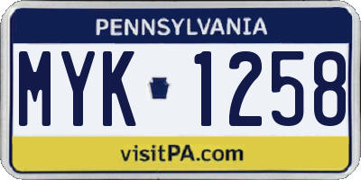 PA license plate MYK1258