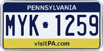 PA license plate MYK1259