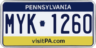 PA license plate MYK1260