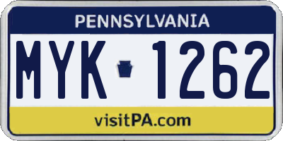 PA license plate MYK1262