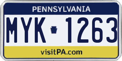 PA license plate MYK1263