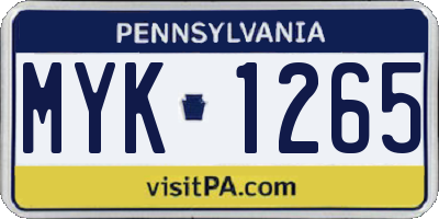 PA license plate MYK1265