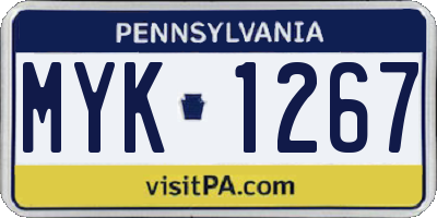 PA license plate MYK1267