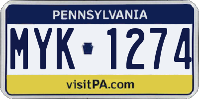 PA license plate MYK1274