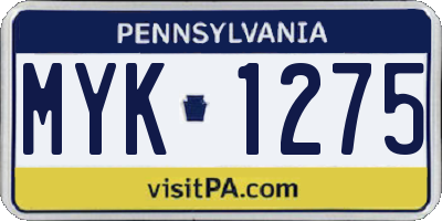 PA license plate MYK1275