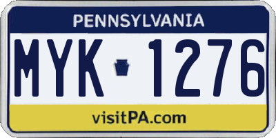 PA license plate MYK1276
