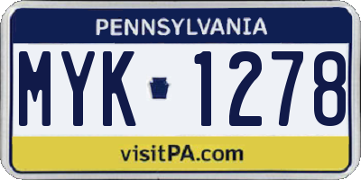 PA license plate MYK1278