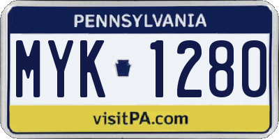 PA license plate MYK1280