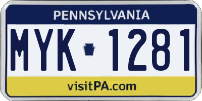 PA license plate MYK1281