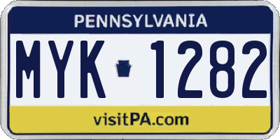 PA license plate MYK1282